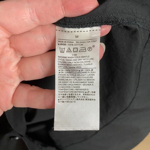 Banana Republic Black Cotton Trench Back Shirt Dress Sz.M - Picture 13 of 14